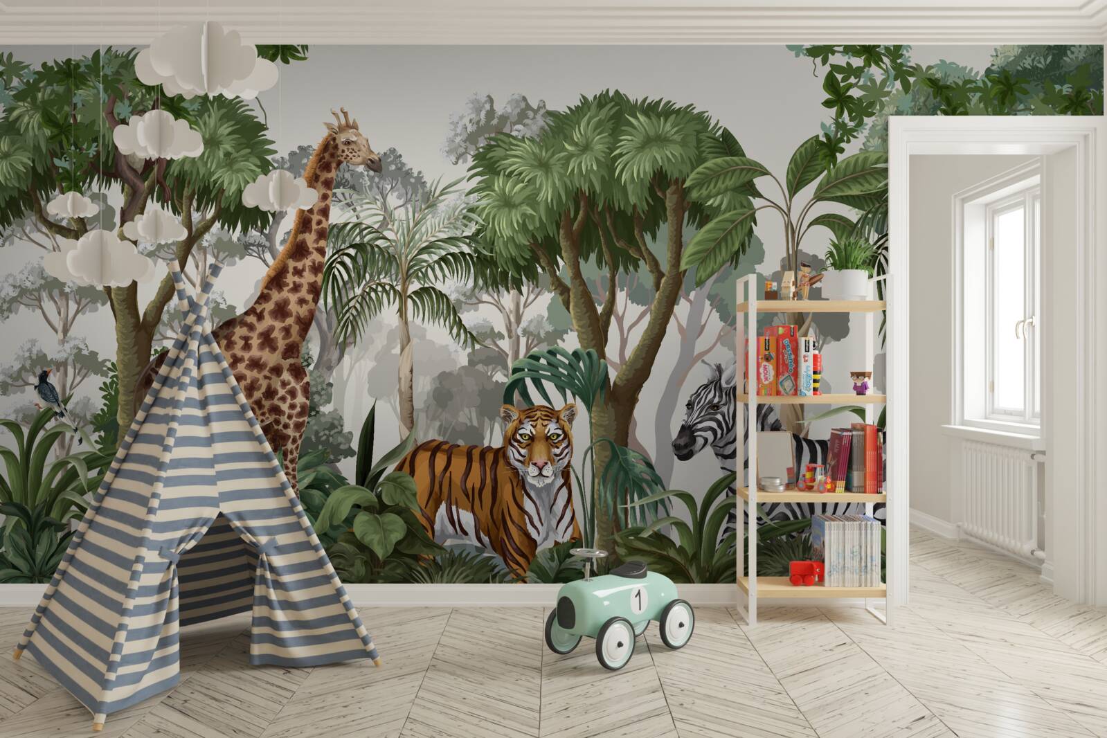 Fototapeta zwierzęta afryki w środowisku leśnym