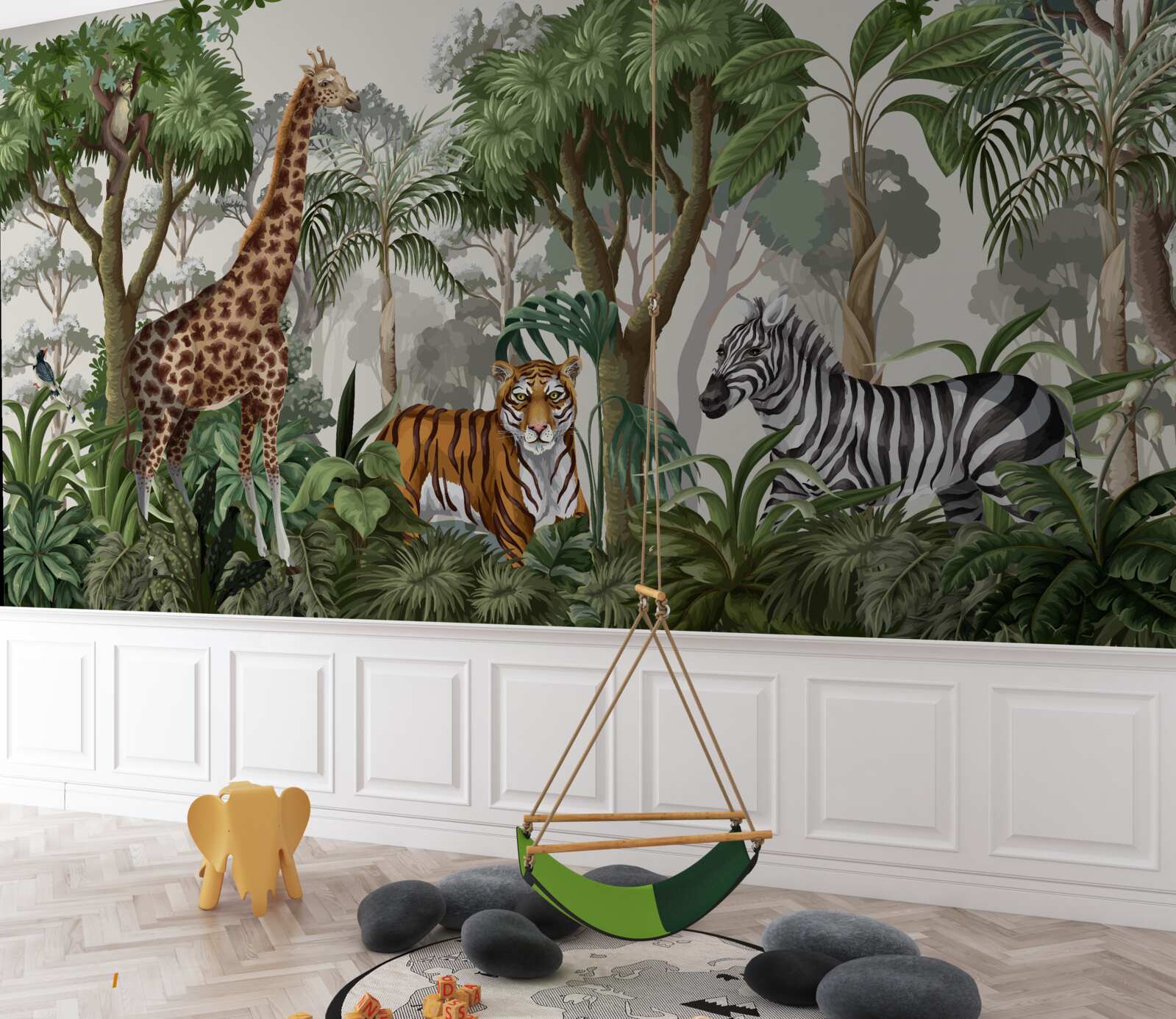 Fototapeta zwierzęta afryki w środowisku leśnym