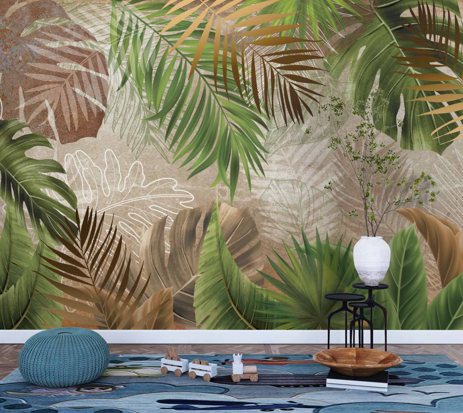 Fototapeta różnorodność zielonych paproci