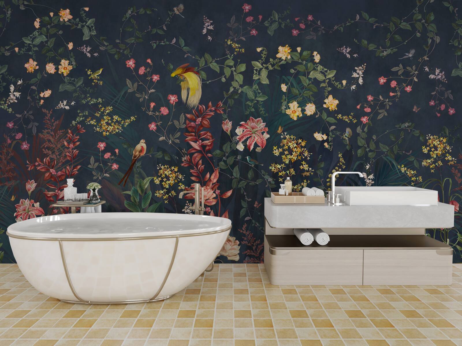 Fototapeta jasne kwiaty nocy