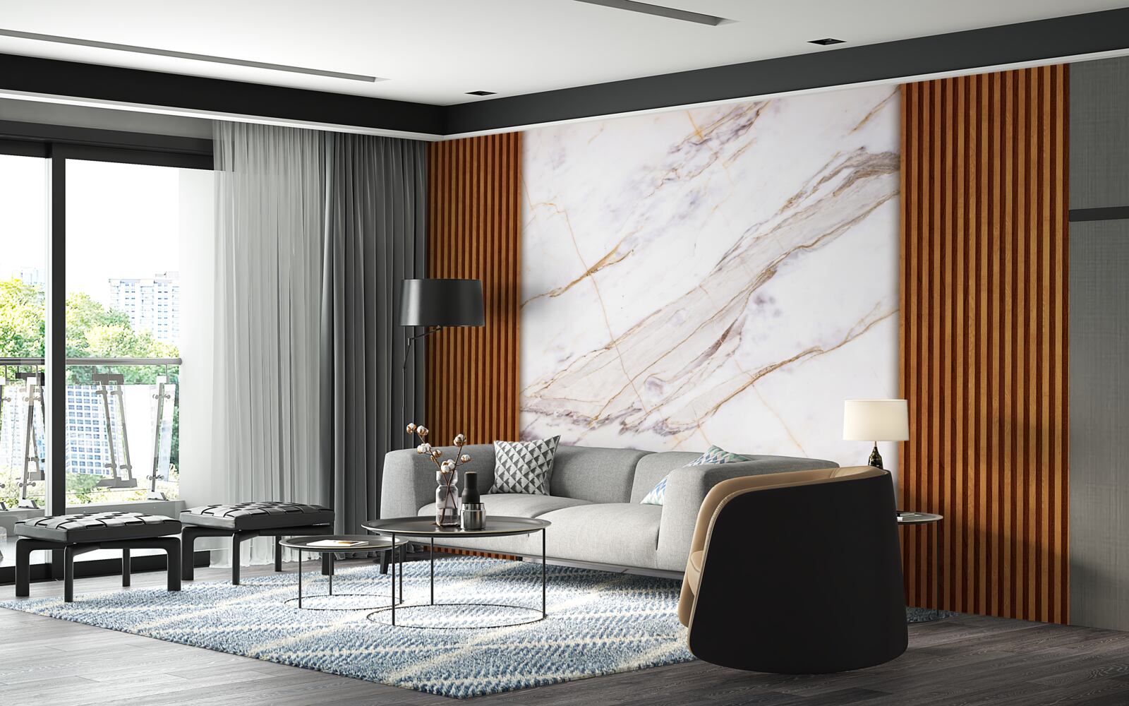 Fototapeta drewno zdobione białym marmurem