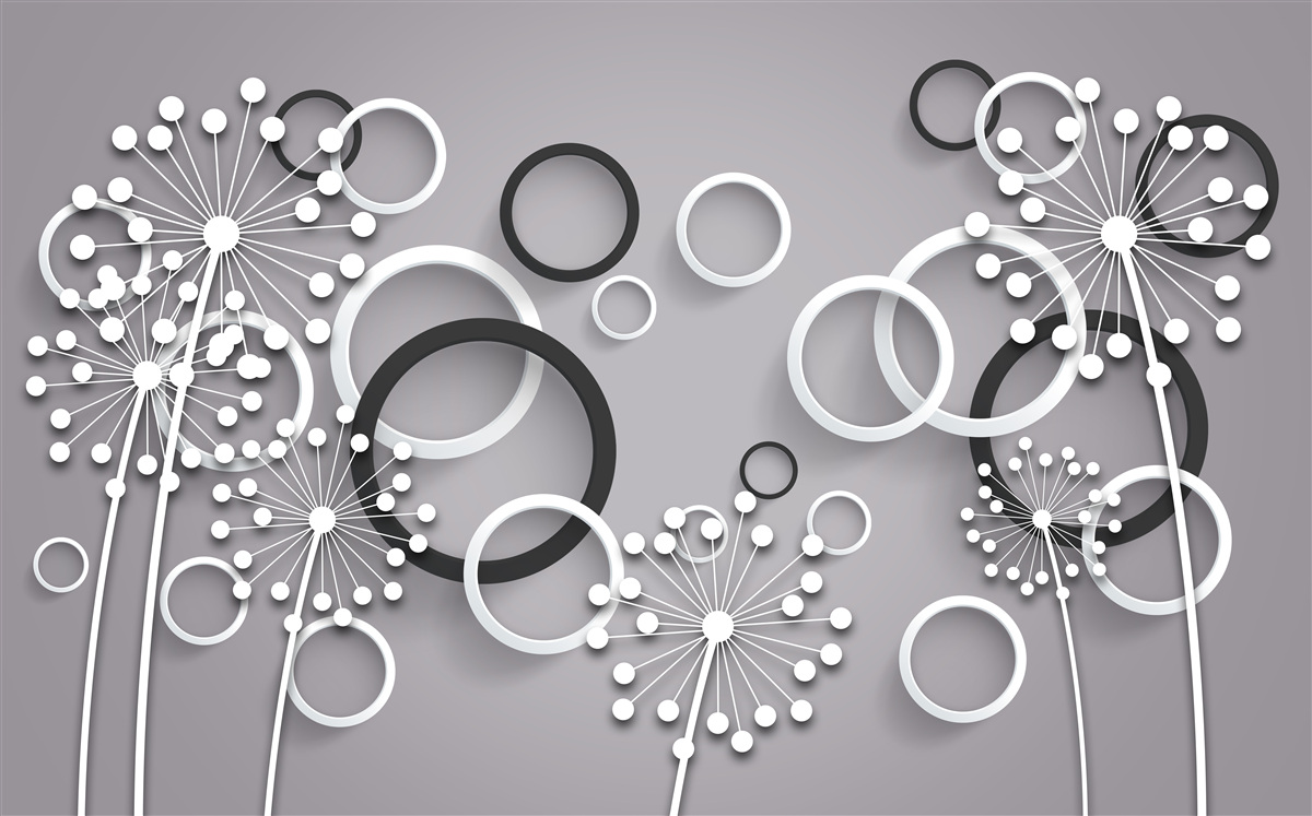 Fototapeta szare kółka i mlecze