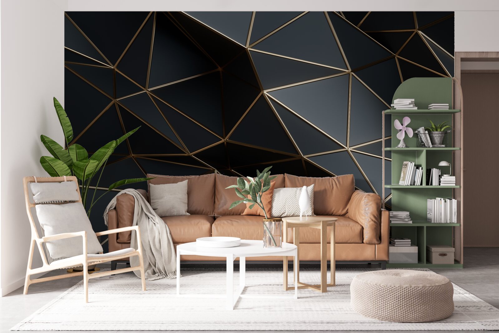 Fototapeta czarno-złote obiekty 3d