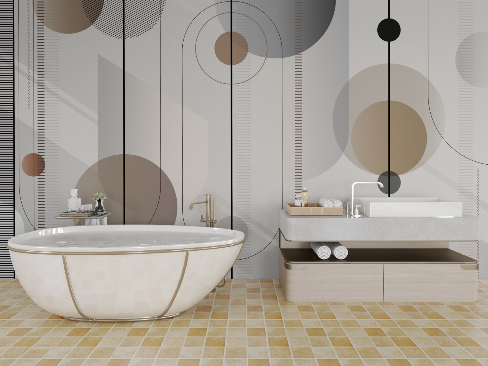 Fototapeta lekkie linie i abstrakcyjne koła