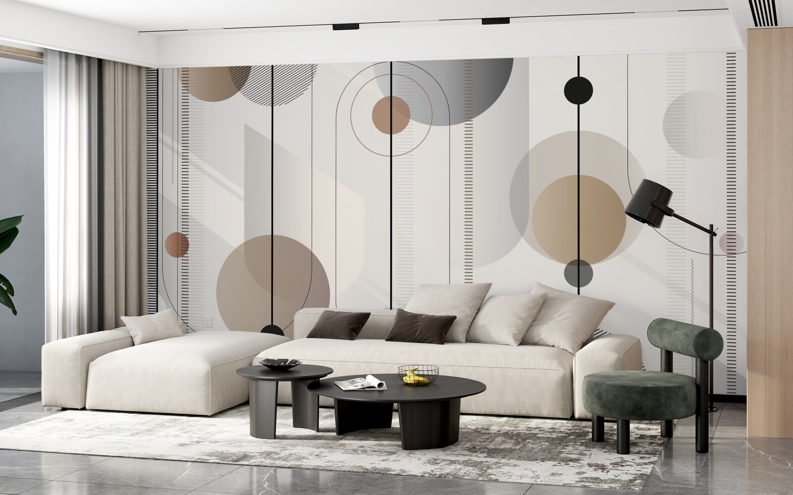 Fototapeta lekkie linie i abstrakcyjne koła