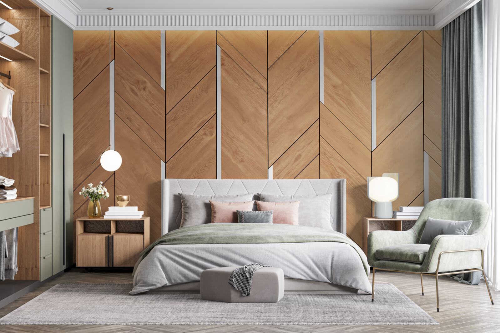 Fototapeta brązowy parkiet z wbudowanym oświetleniem