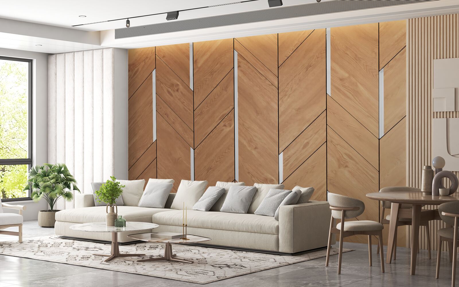 Fototapeta brązowy parkiet z wbudowanym oświetleniem