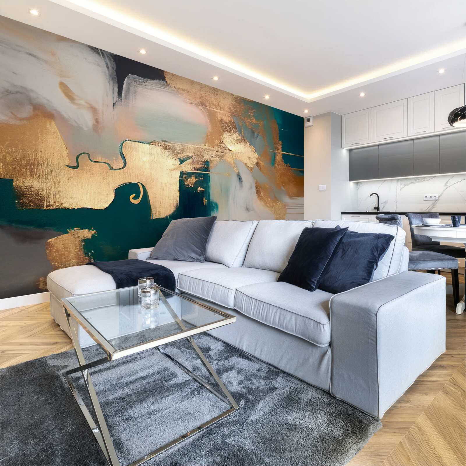 Fototapeta rozmazane złoto na szarym marmurze