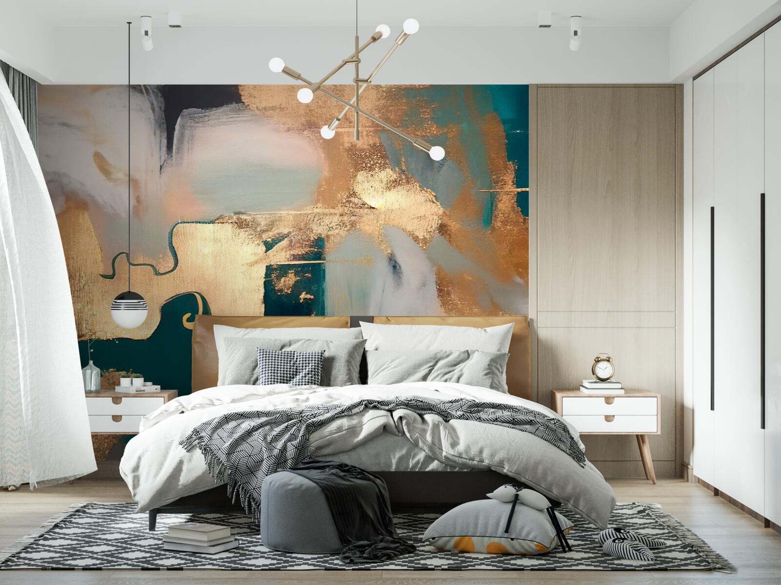 Fototapeta rozmazane złoto na szarym marmurze