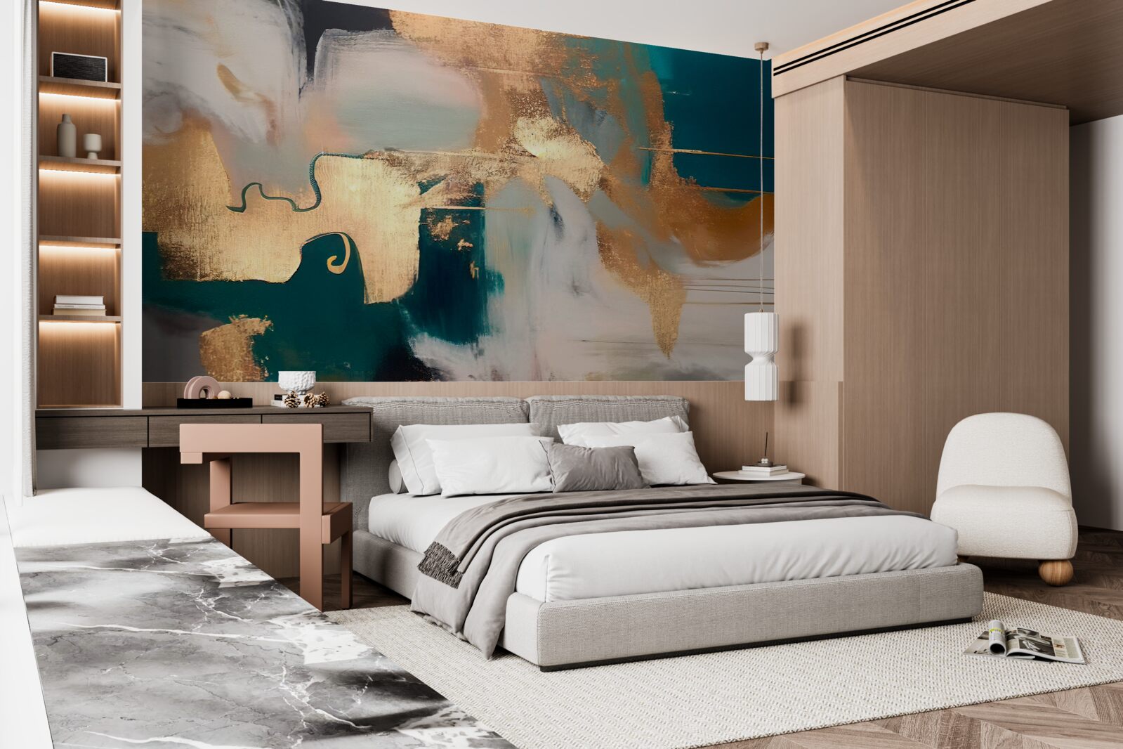 Fototapeta rozmazane złoto na szarym marmurze