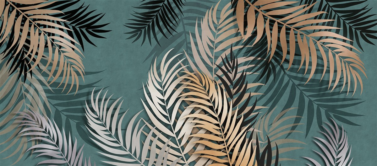 Fototapeta złota paproć w nocy