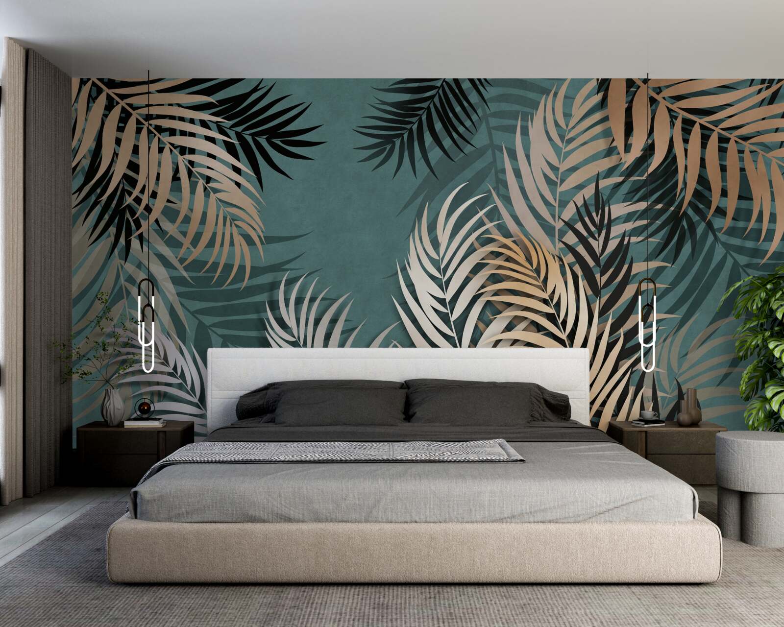 Fototapeta złota paproć w nocy