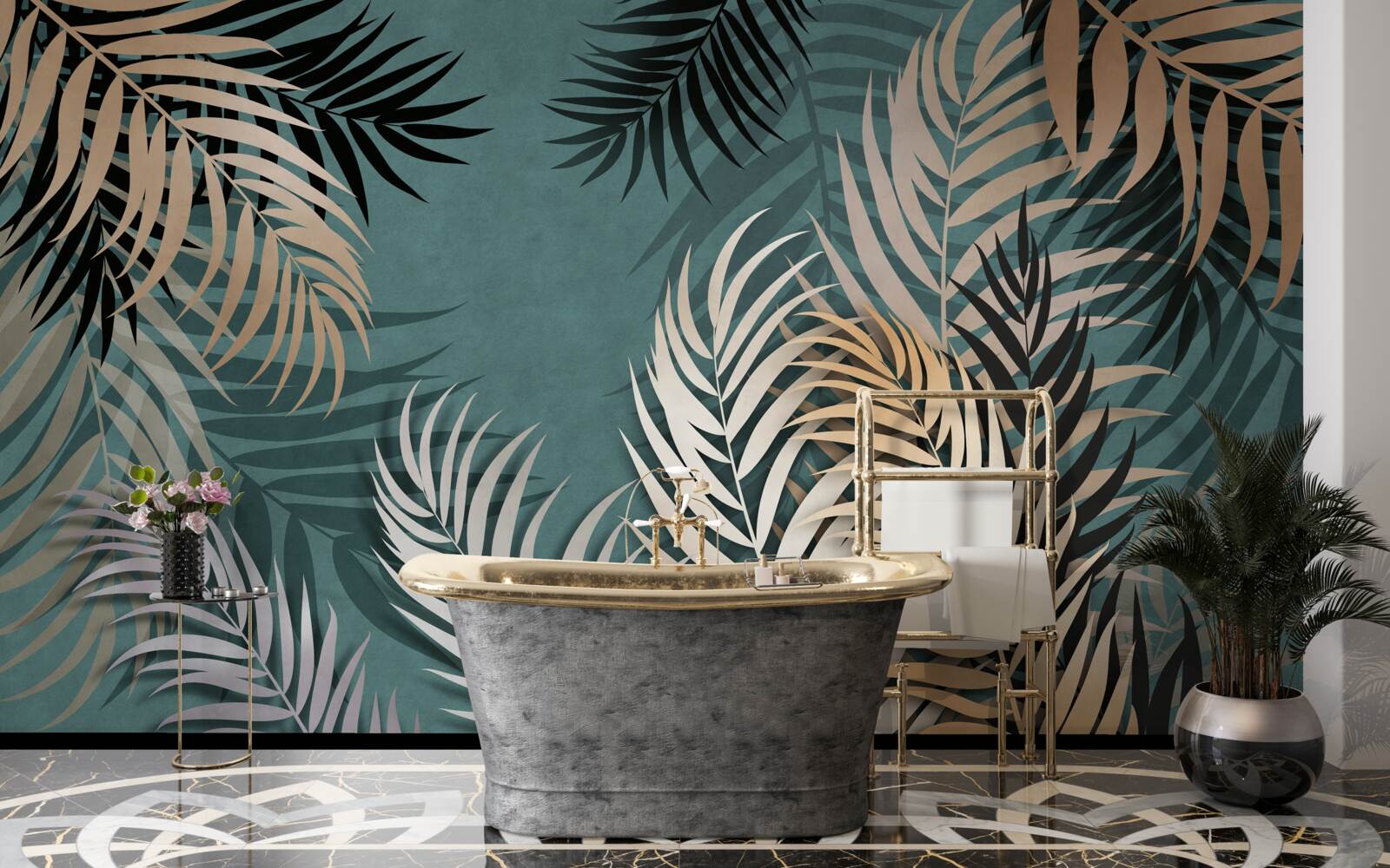 Fototapeta złota paproć w nocy