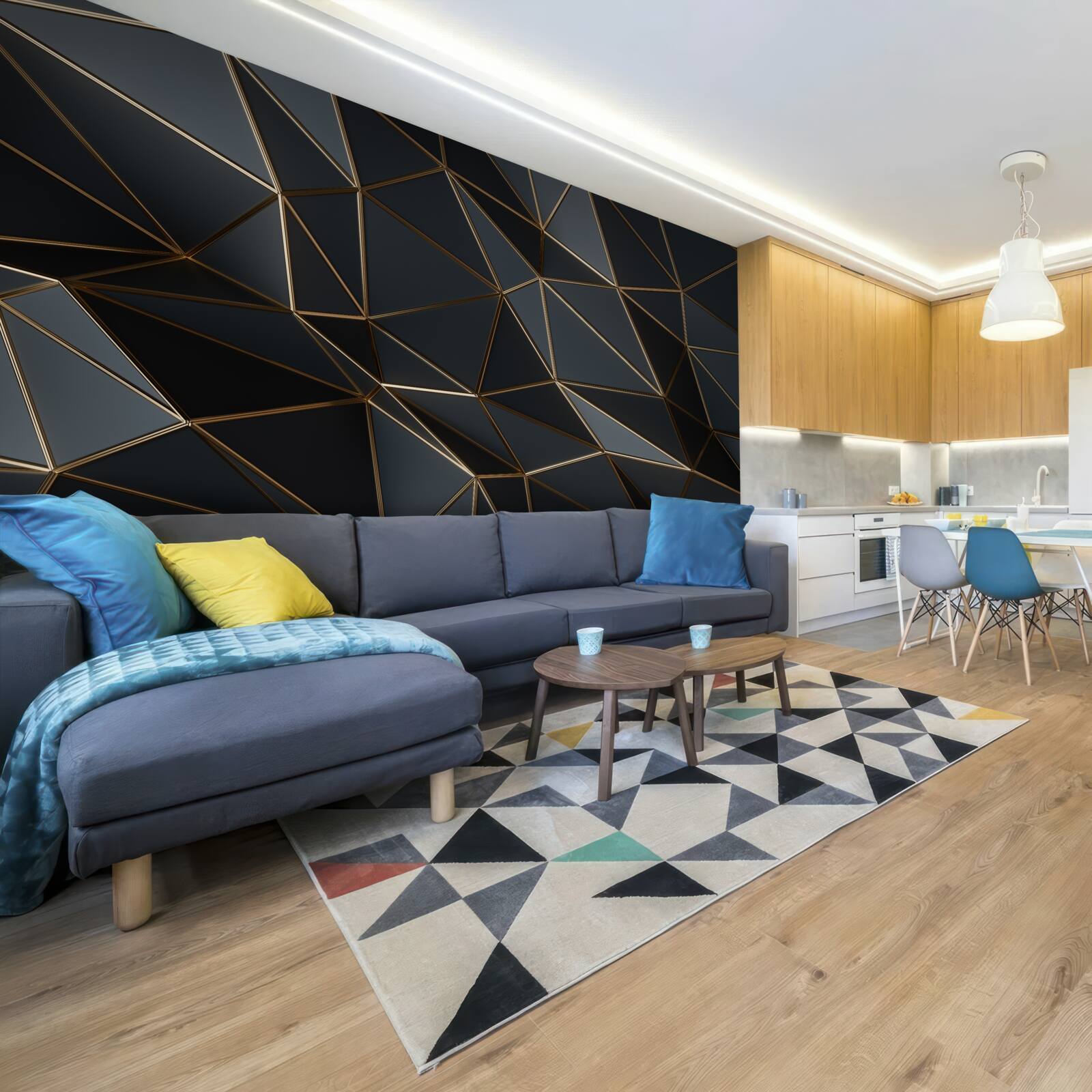 Fototapeta trójwymiarowe figury w kolorze czarnym z efektem trójwymiarowości