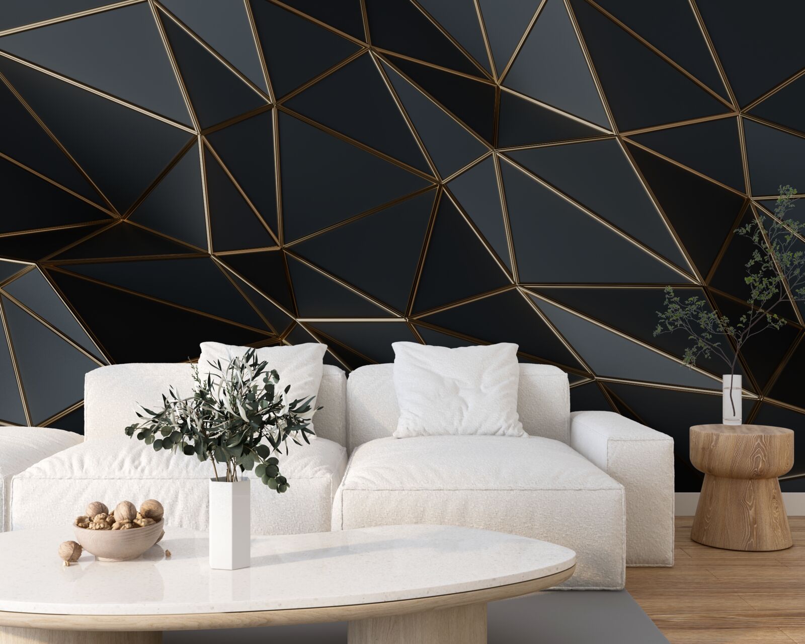 Fototapeta trójwymiarowe figury w kolorze czarnym z efektem trójwymiarowości