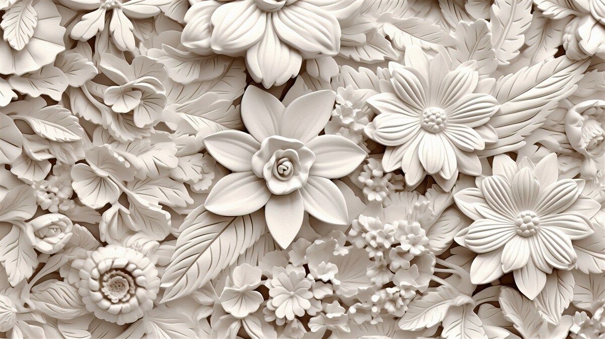 Fototapeta kompozycja kwiatowa z gipsu