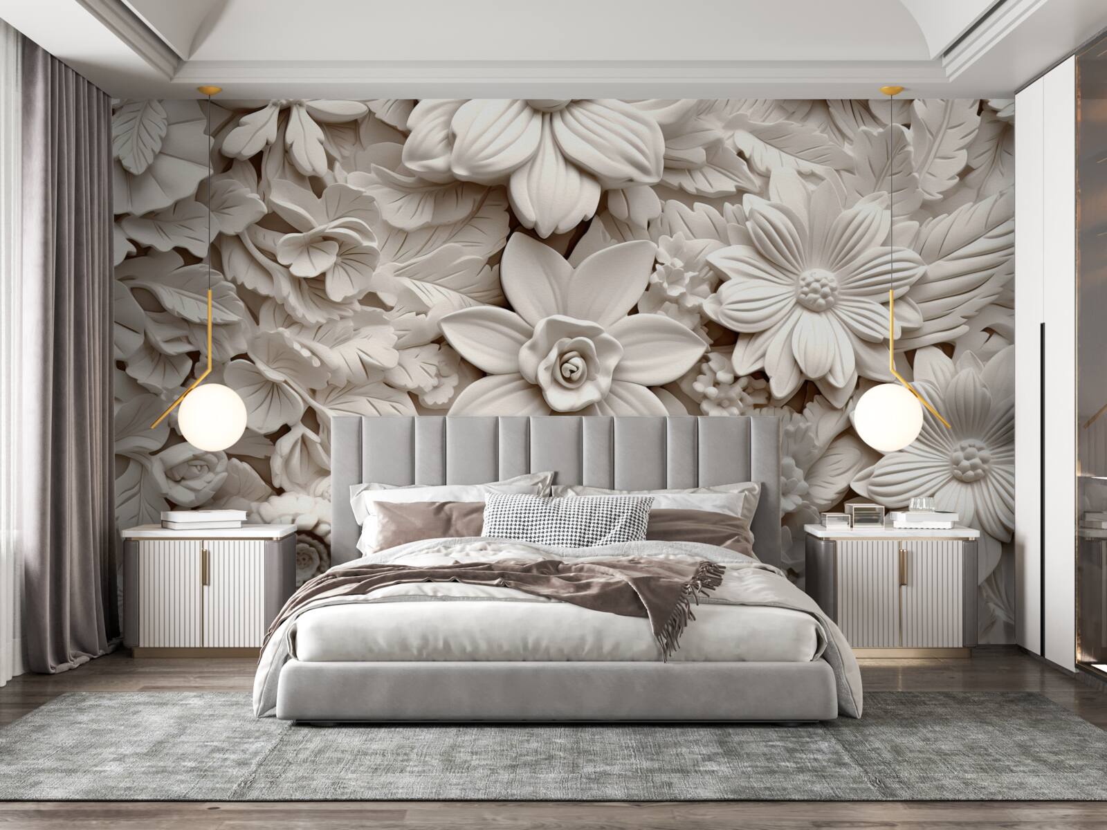 Fototapeta kompozycja kwiatowa z gipsu