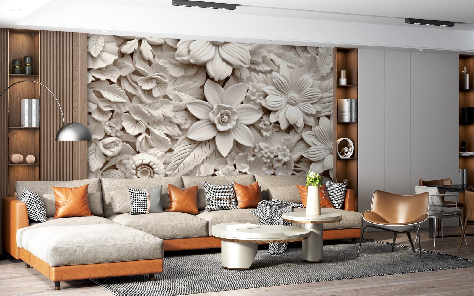 Fototapeta kompozycja kwiatowa z gipsu