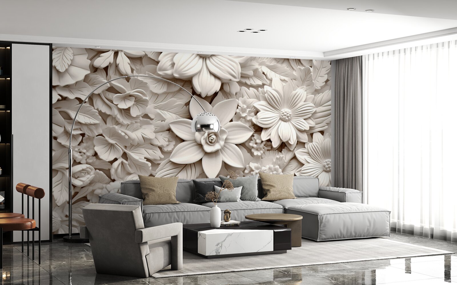 Fototapeta kompozycja kwiatowa z gipsu