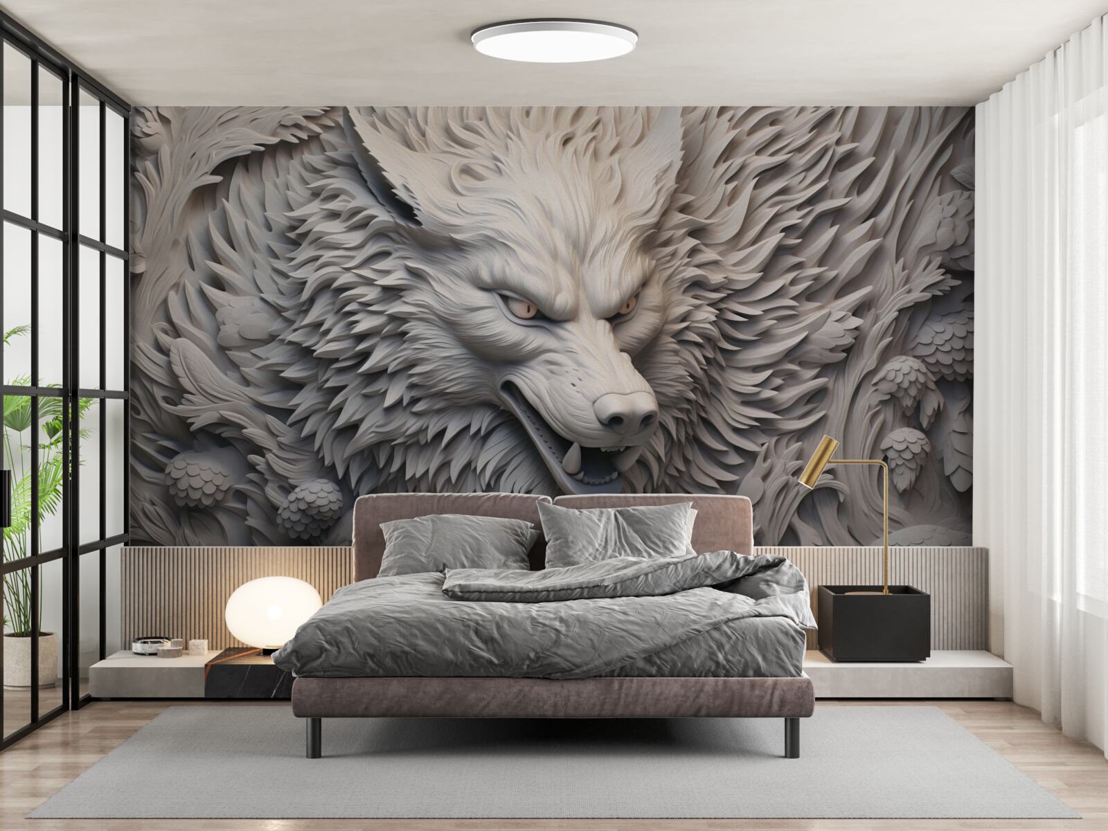 Fototapeta potężny ryk wilka tworzy wieloaspektowy obraz