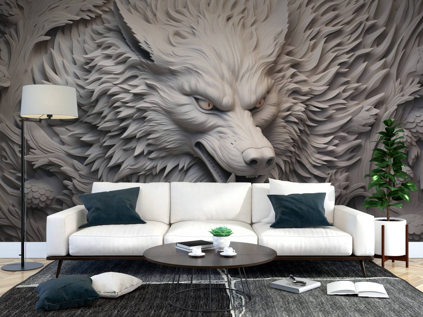 Fototapeta potężny ryk wilka tworzy wieloaspektowy obraz