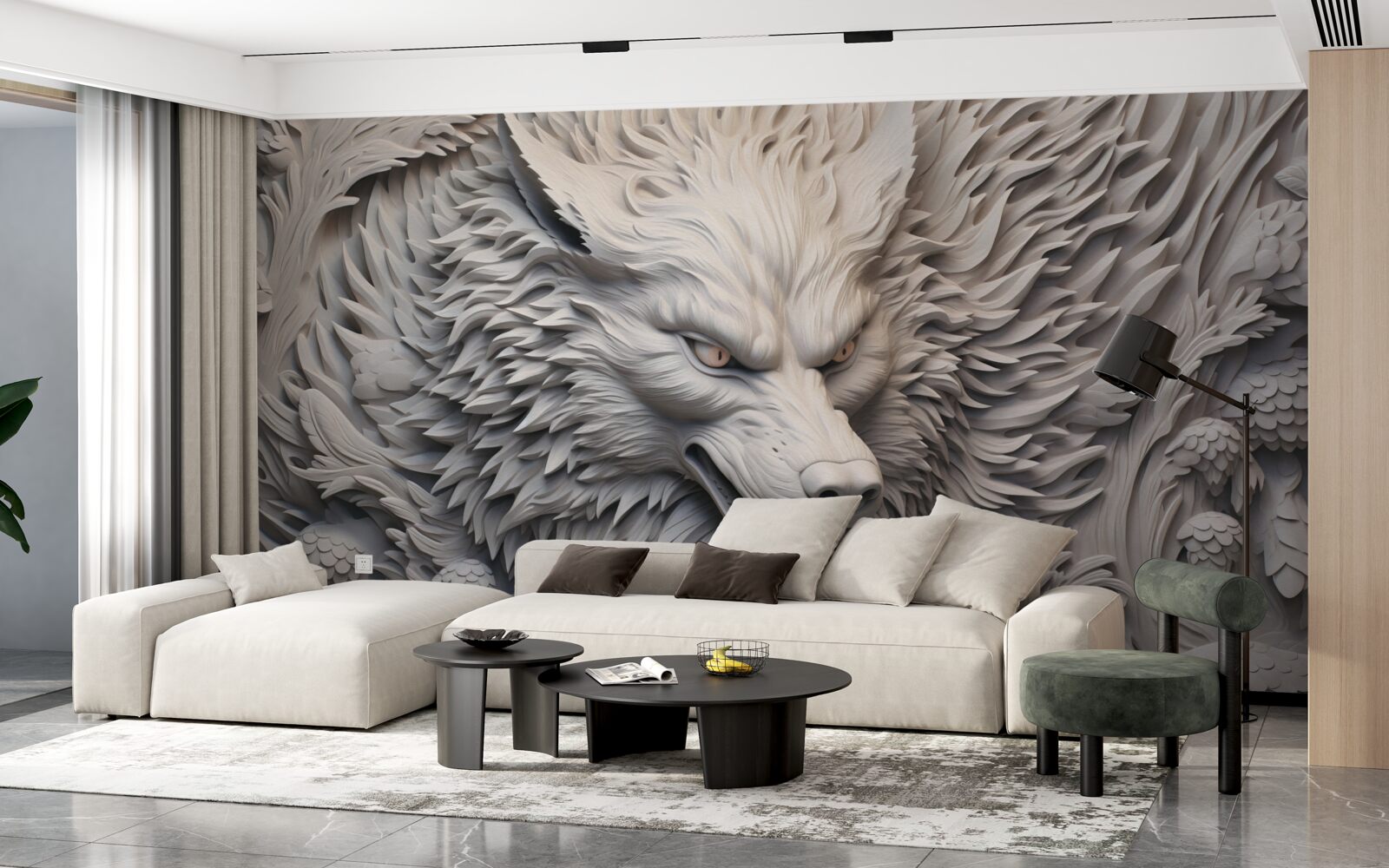 Fototapeta potężny ryk wilka tworzy wieloaspektowy obraz