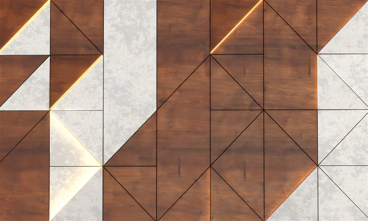 Fototapeta figury geometryczne na drewnianej podłodze