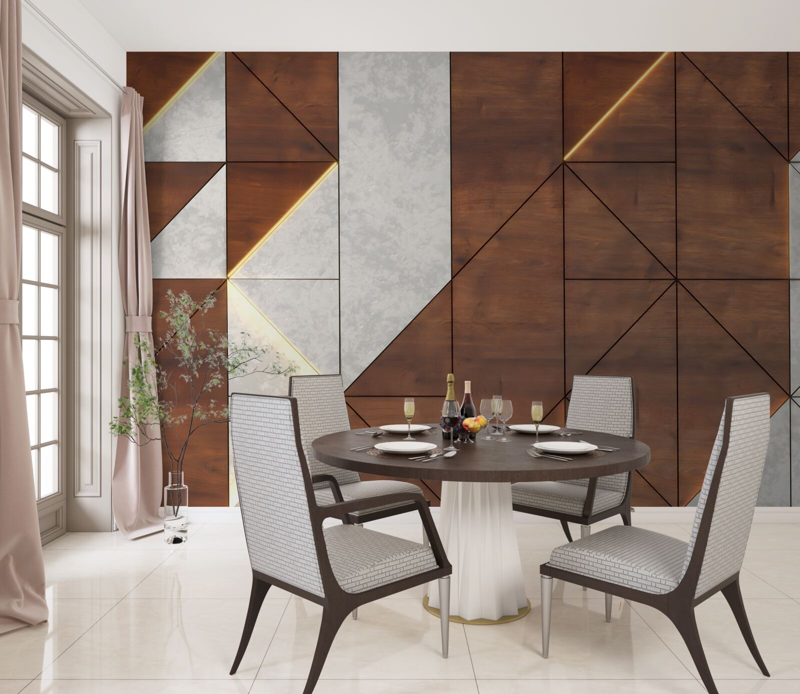 Fototapeta figury geometryczne na drewnianej podłodze