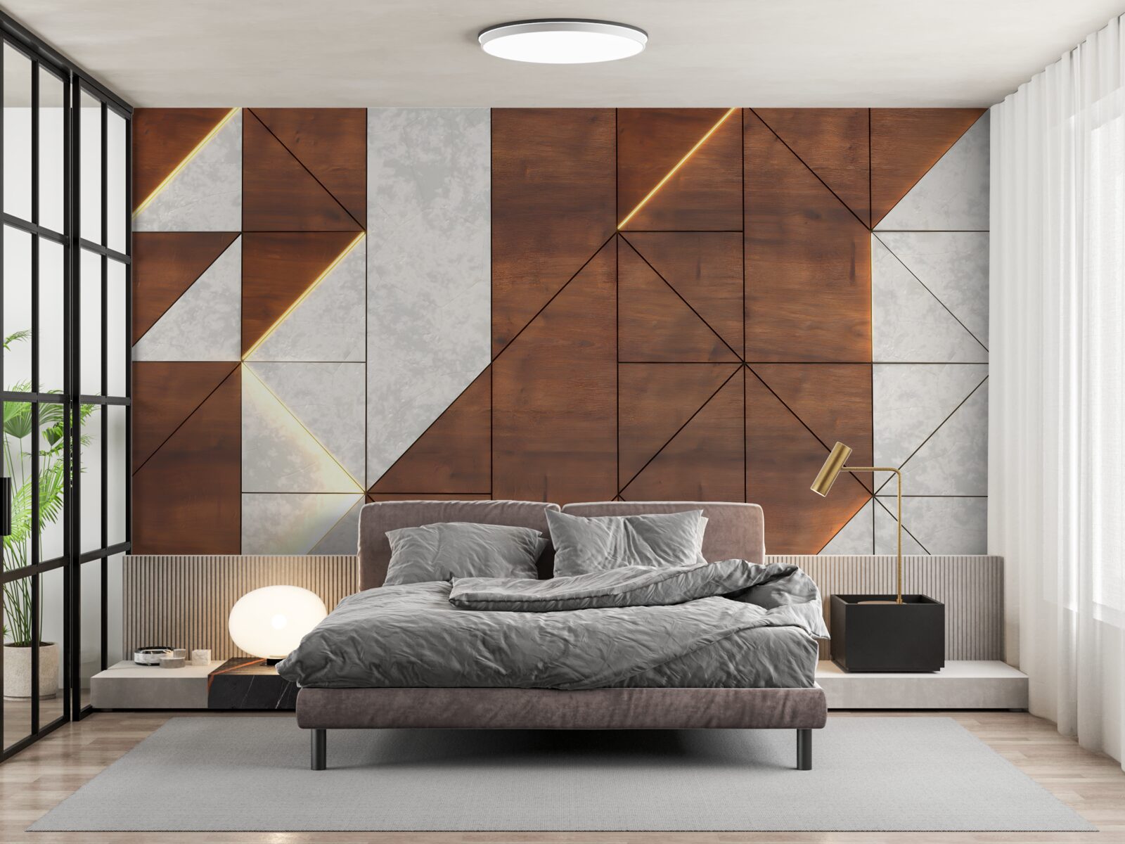 Fototapeta figury geometryczne na drewnianej podłodze