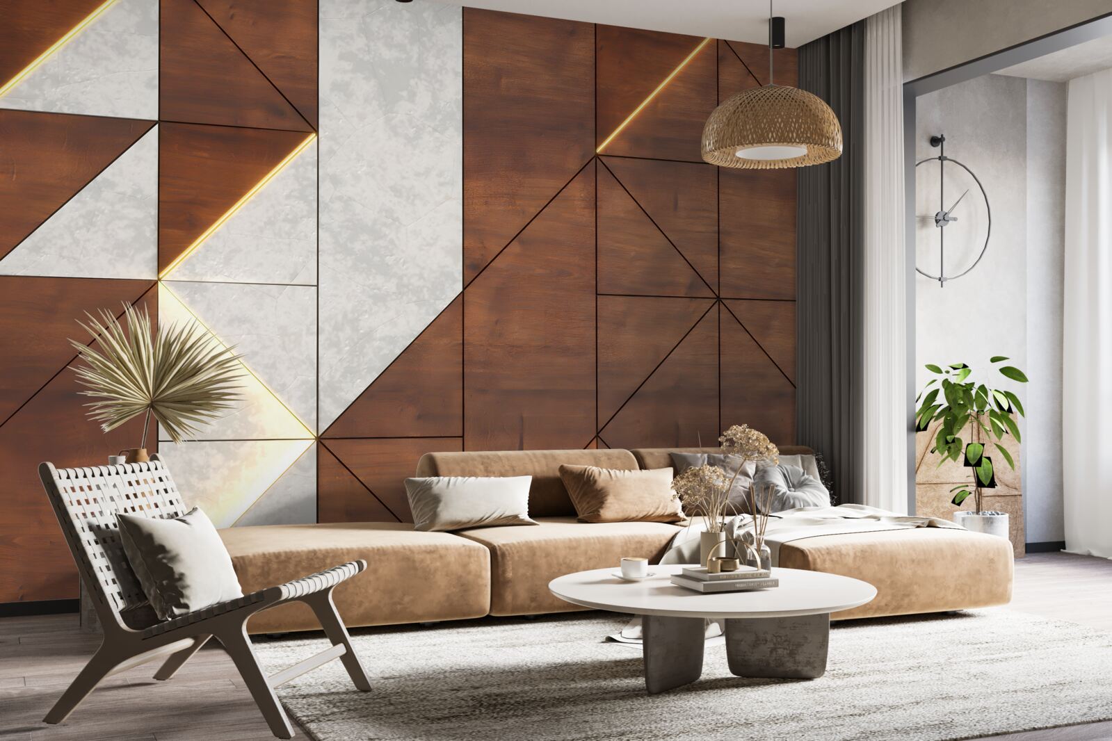 Fototapeta figury geometryczne na drewnianej podłodze