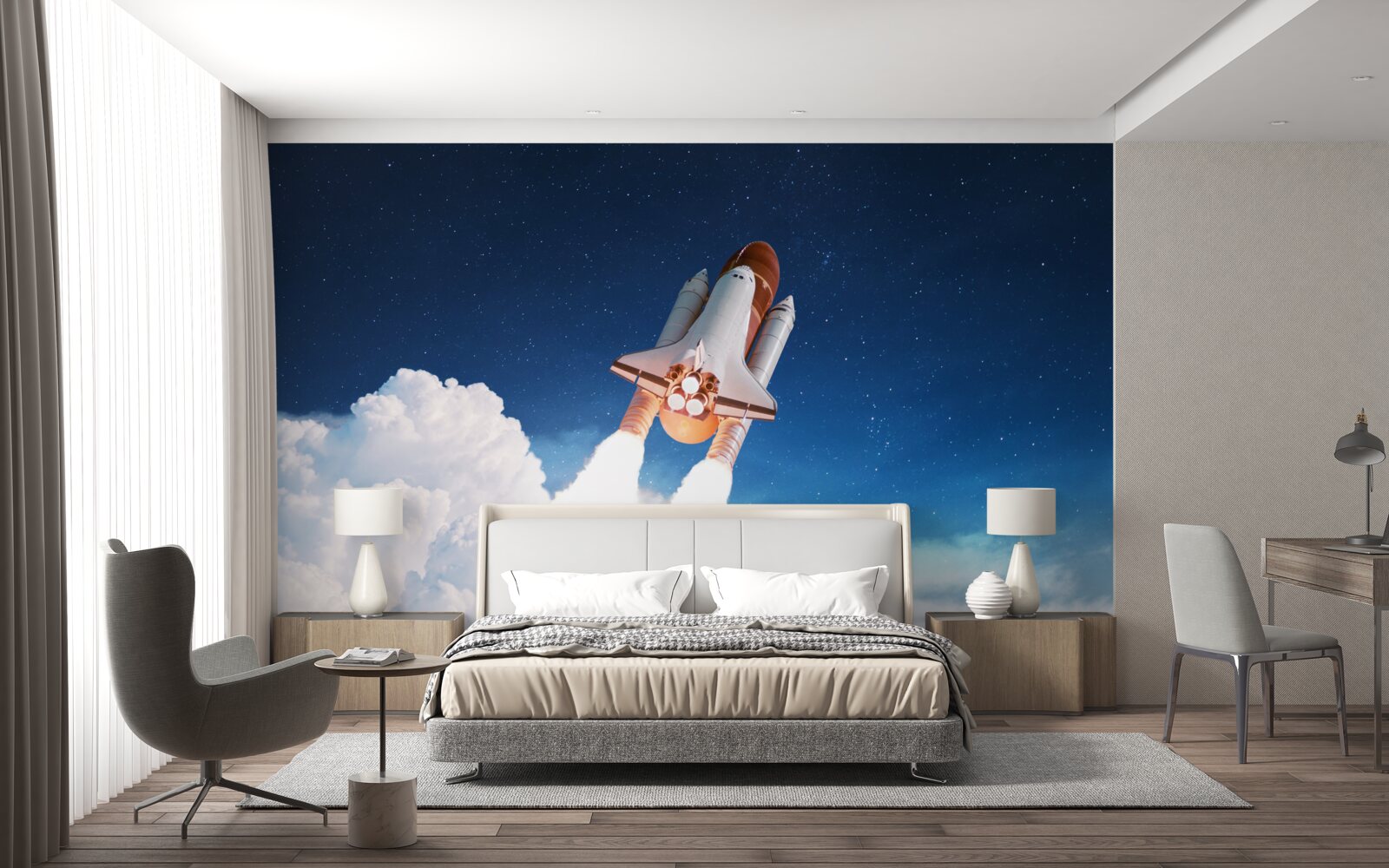 Fototapeta statek przygotowuje się do lotu kosmicznego