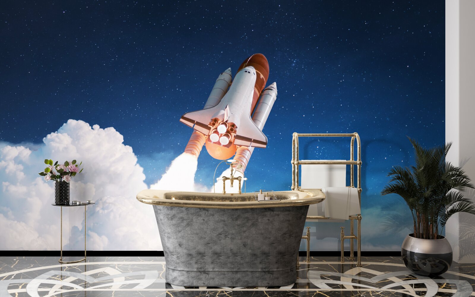 Fototapeta statek przygotowuje się do lotu kosmicznego