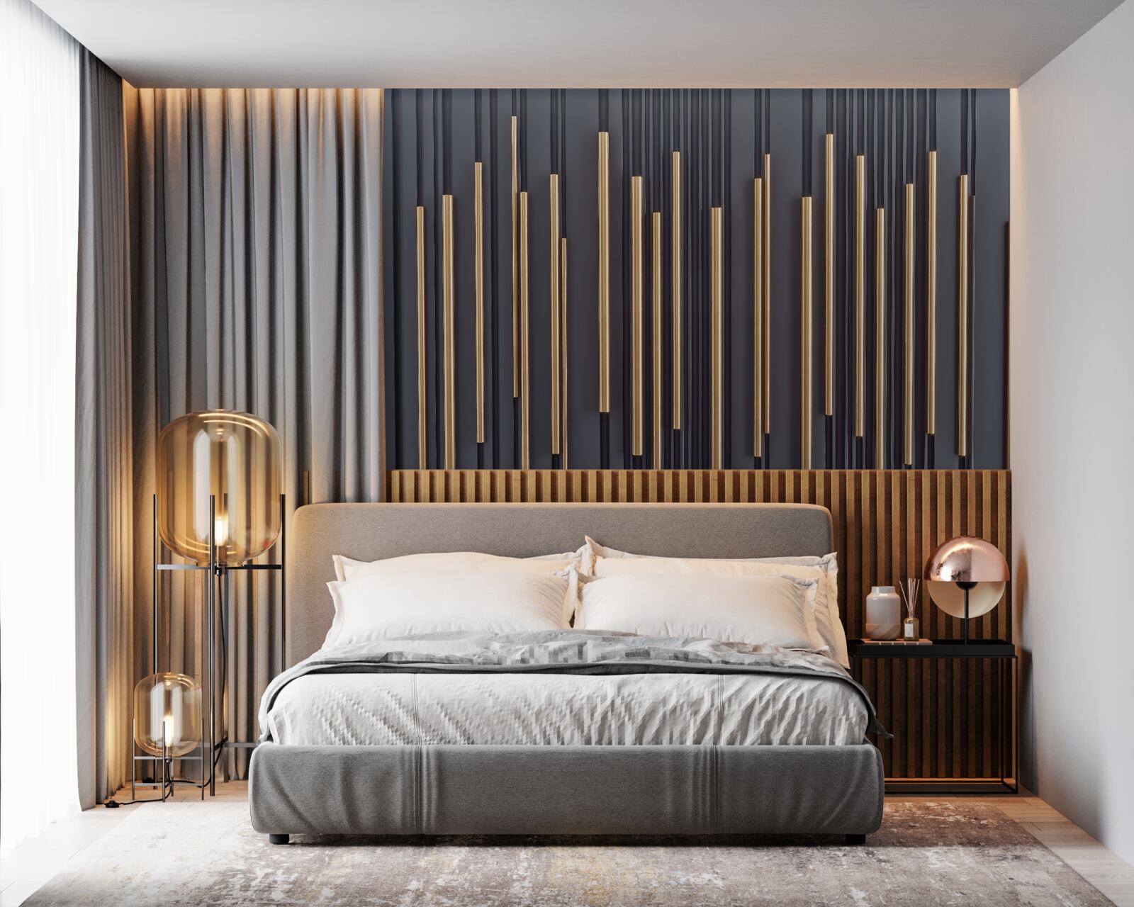 Fototapeta złote wstawki na pionowych liniach