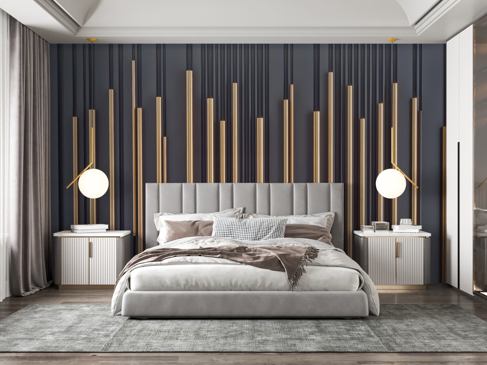 Fototapeta złote wstawki na pionowych liniach