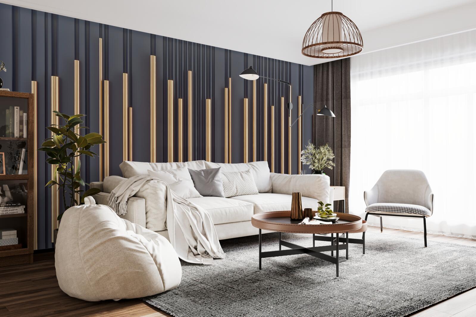 Fototapeta złote wstawki na pionowych liniach