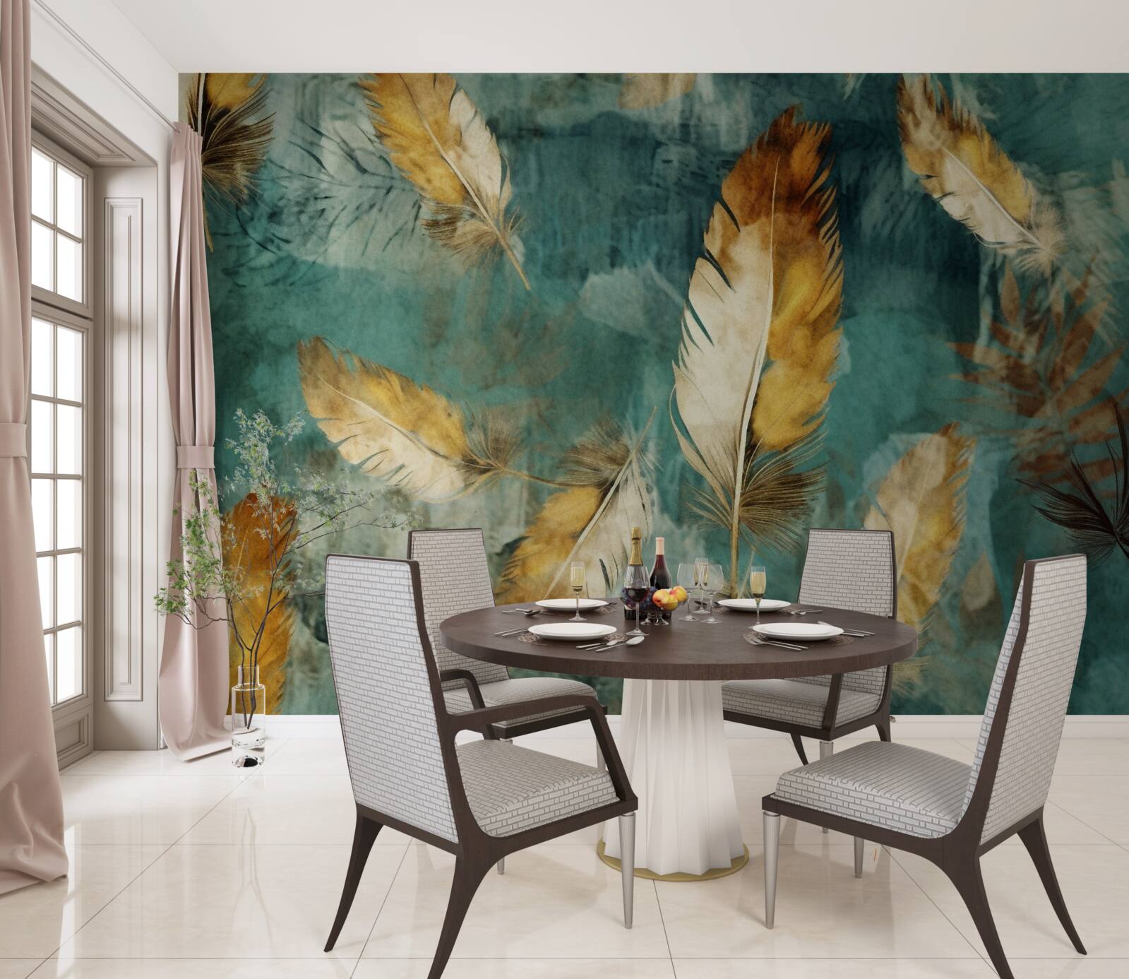 Fototapeta złote abstrakcyjne liście