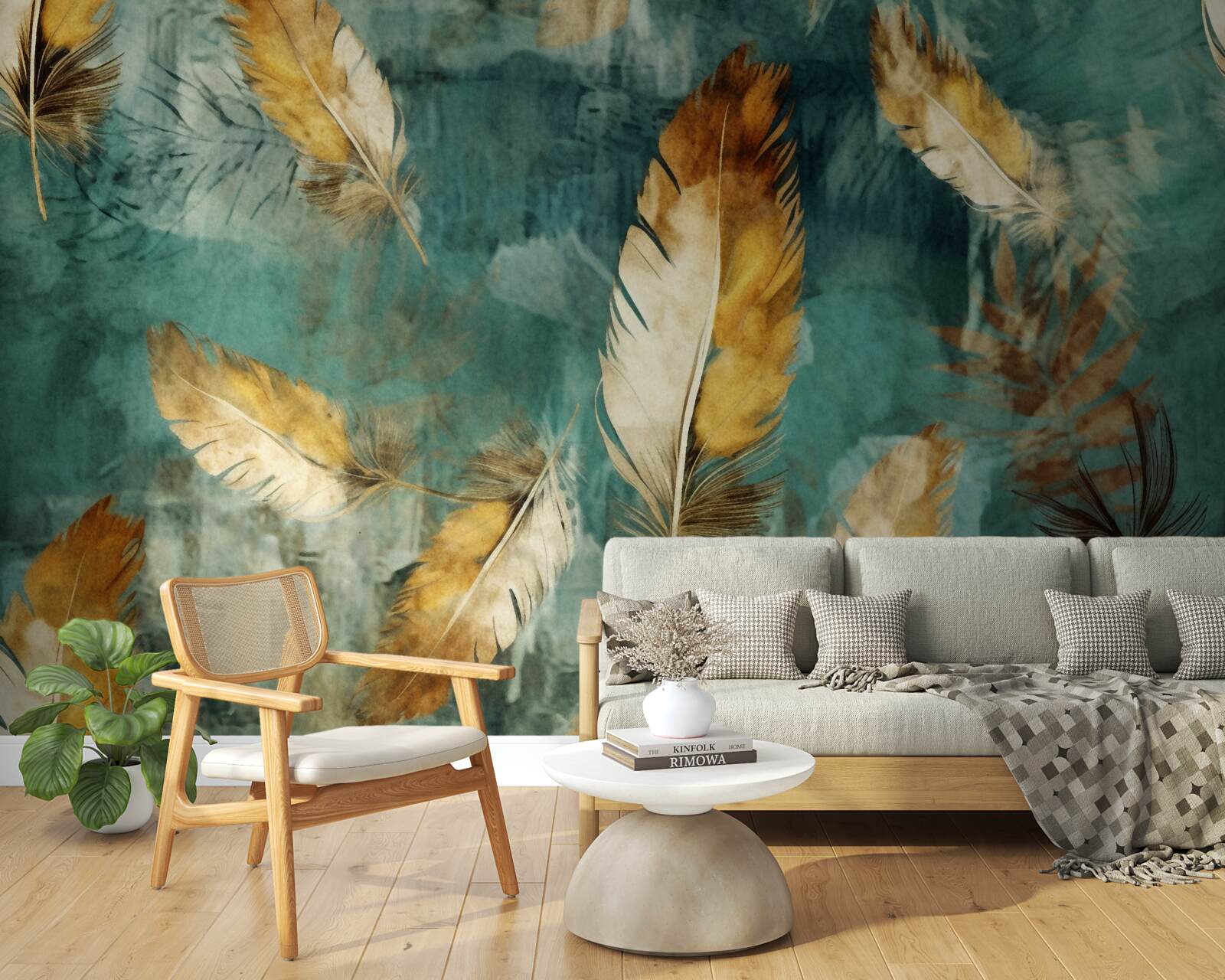 Fototapeta złote abstrakcyjne liście