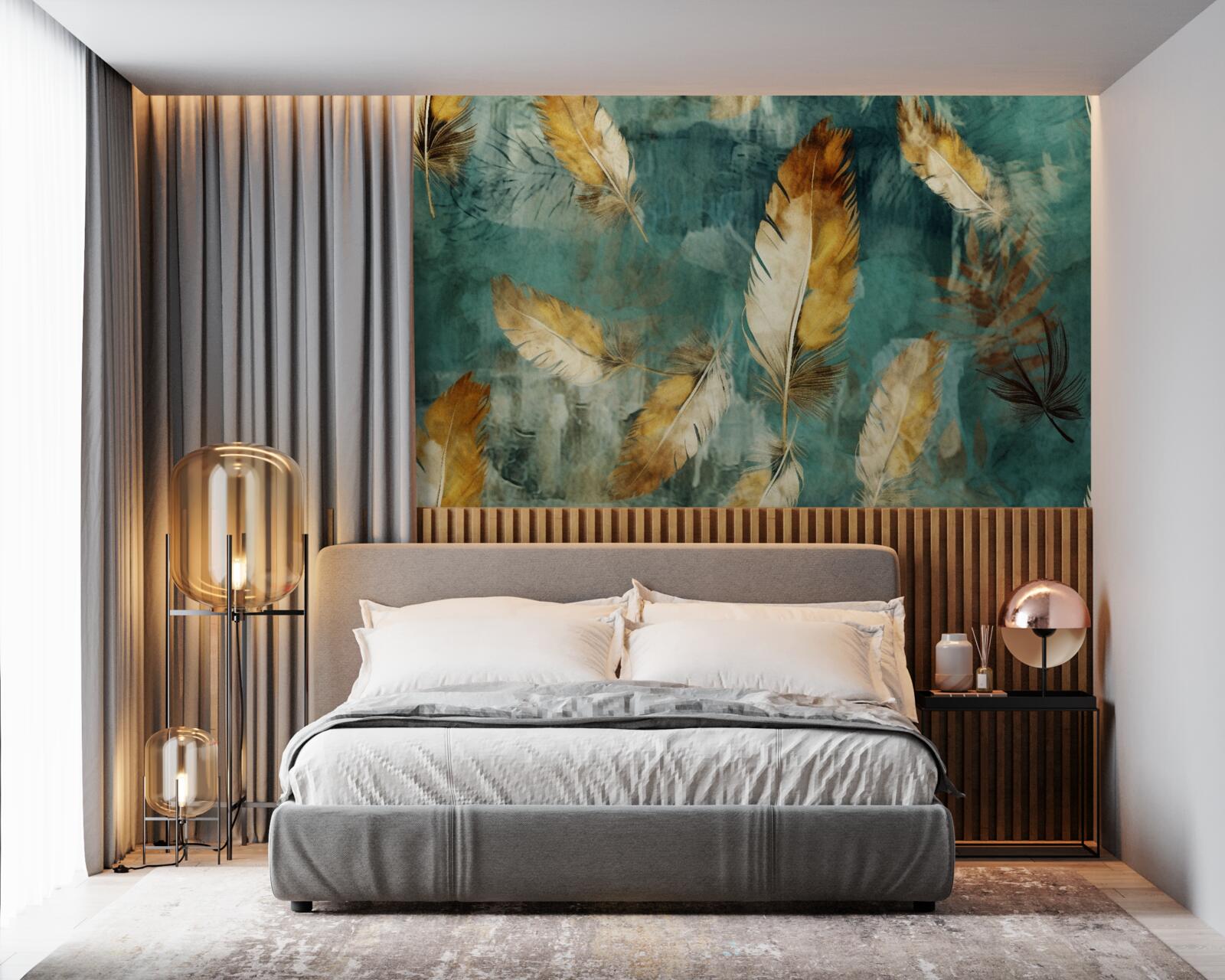 Fototapeta złote abstrakcyjne liście