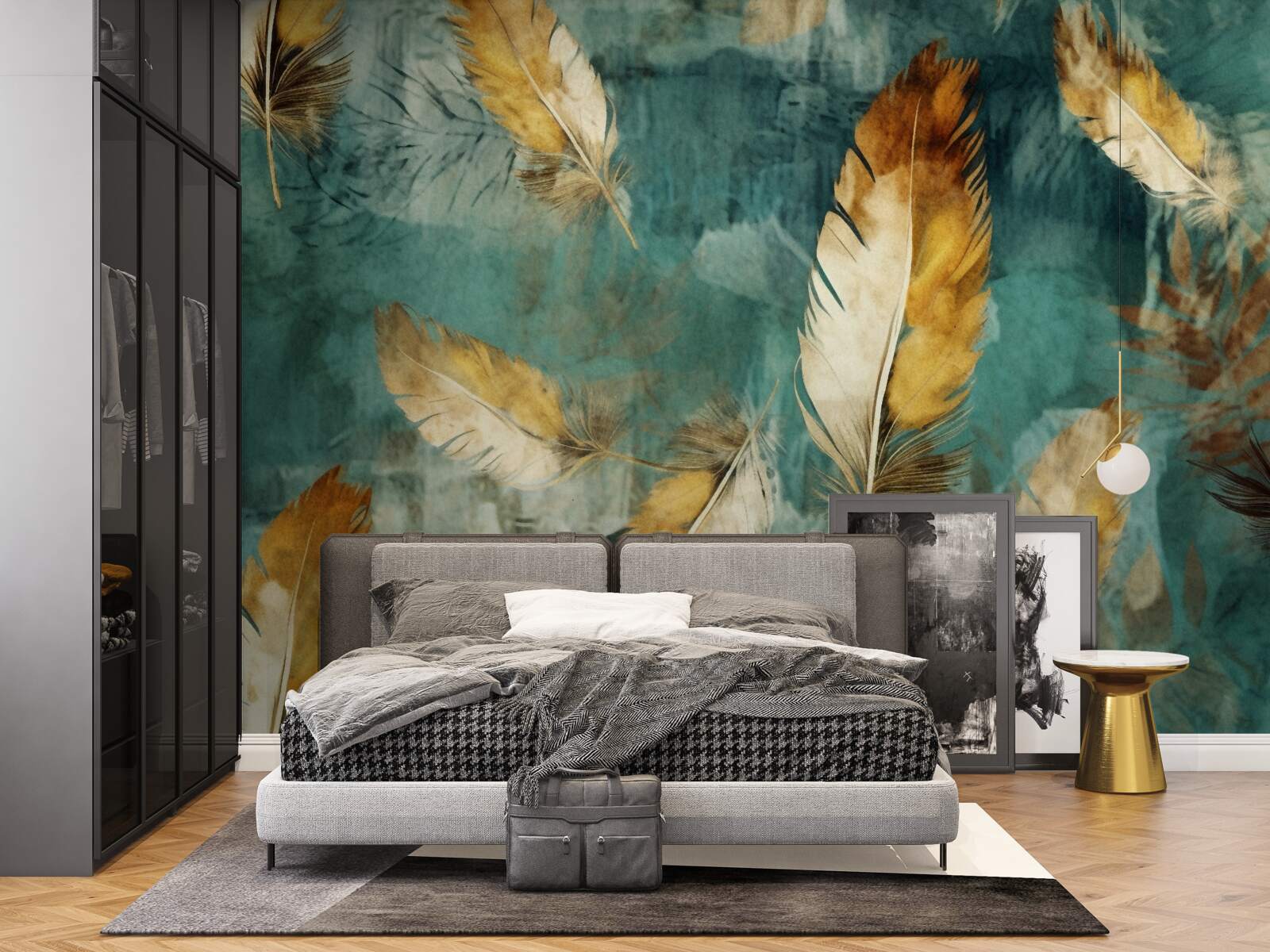 Fototapeta złote abstrakcyjne liście