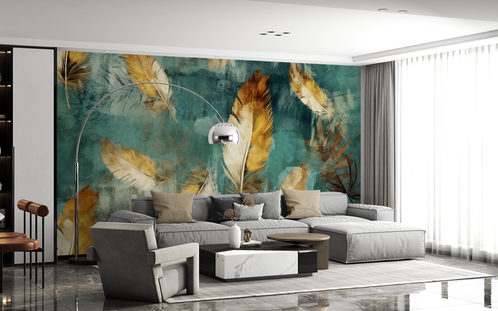 Fototapeta złote abstrakcyjne liście