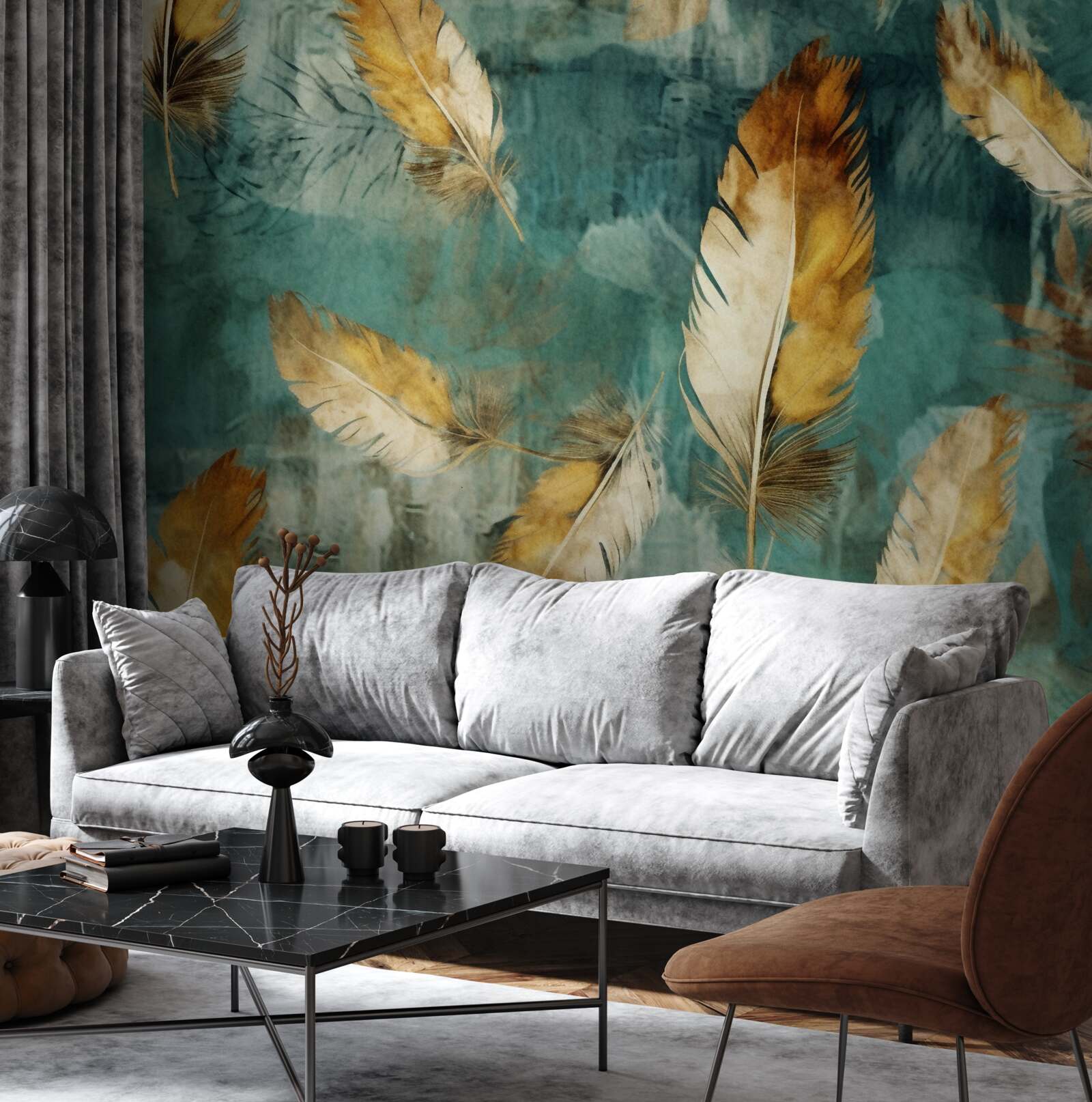 Fototapeta złote abstrakcyjne liście