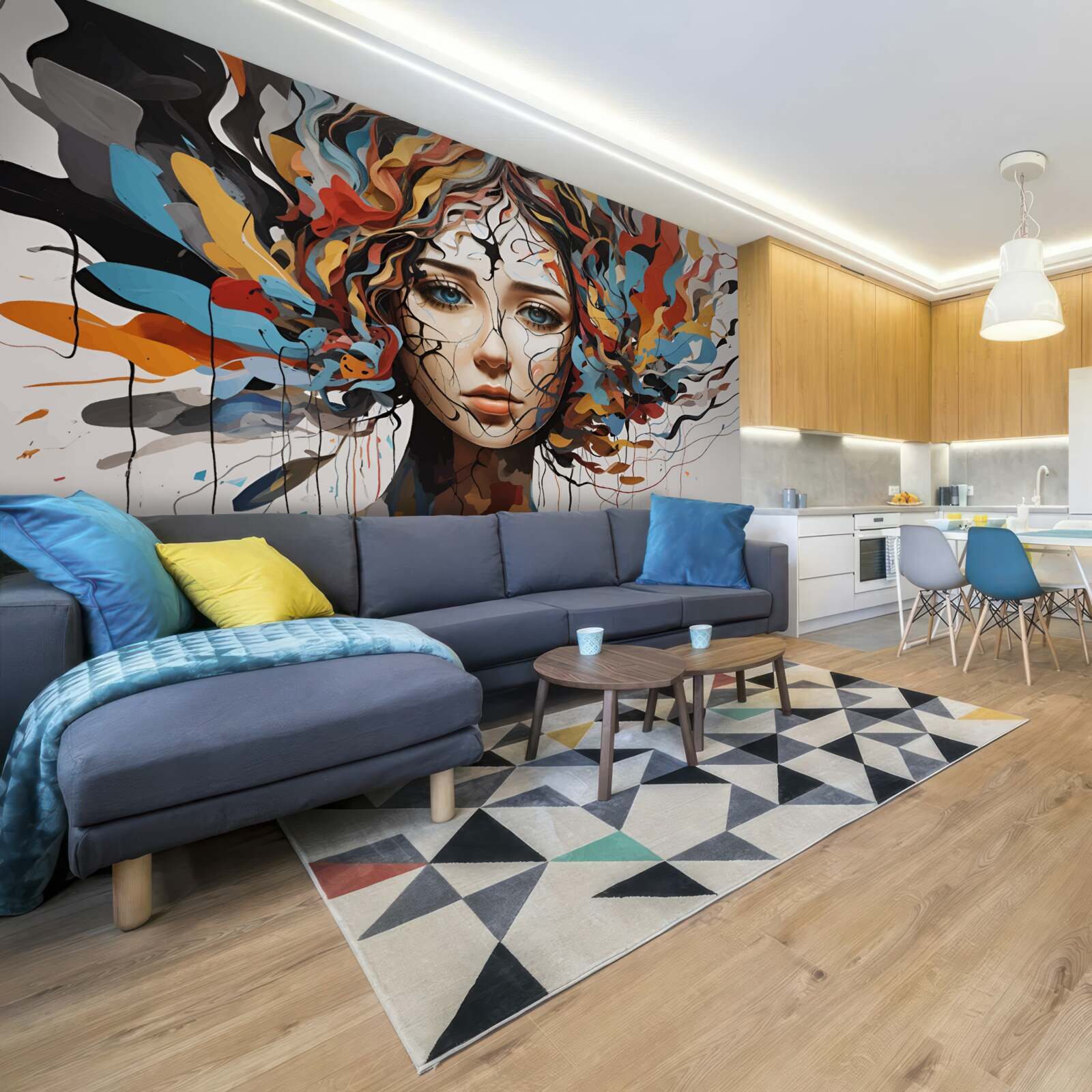 Fototapeta abstrakcja z obszernymi włosami dziewczyny