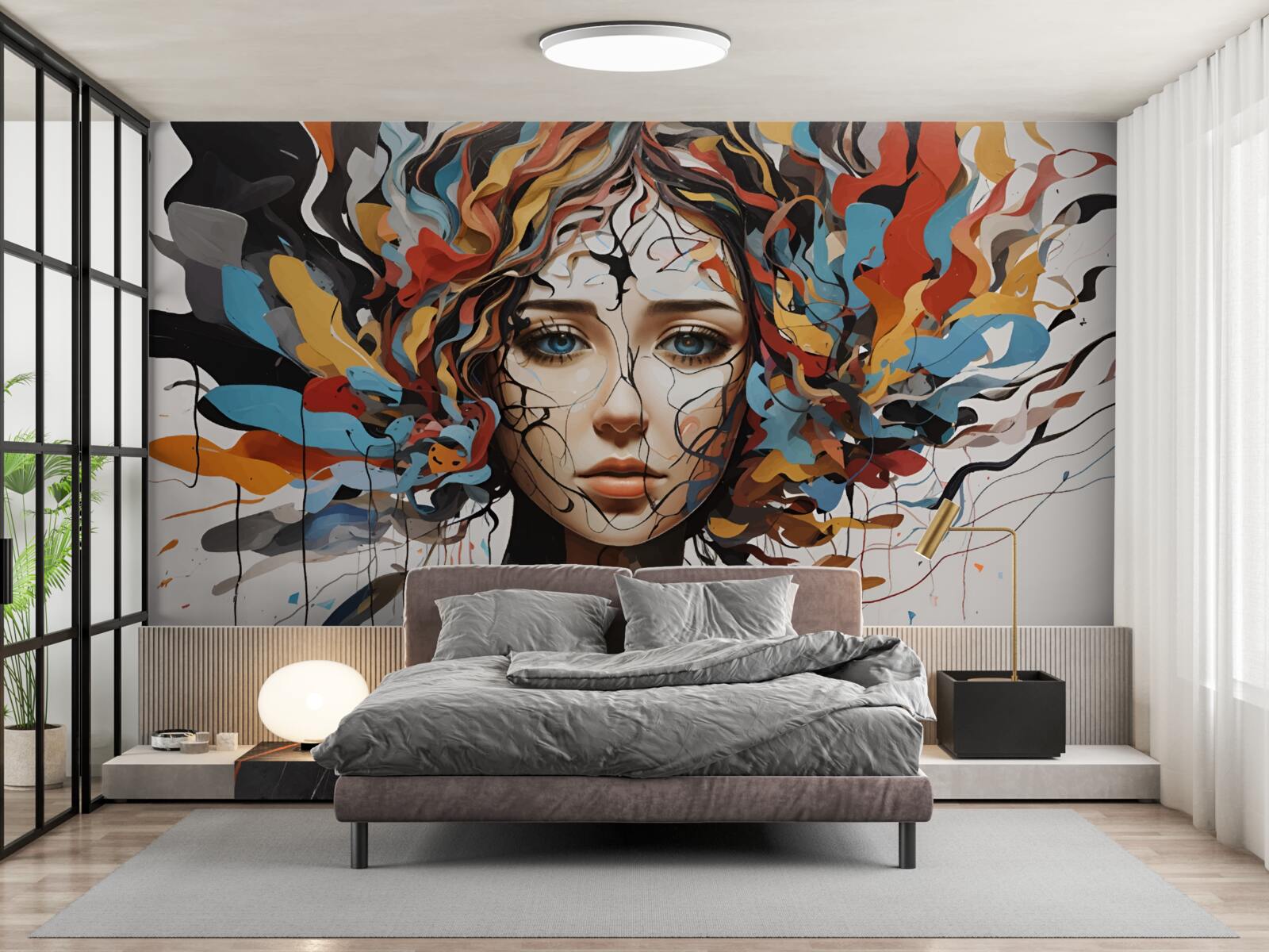 Fototapeta abstrakcja z obszernymi włosami dziewczyny