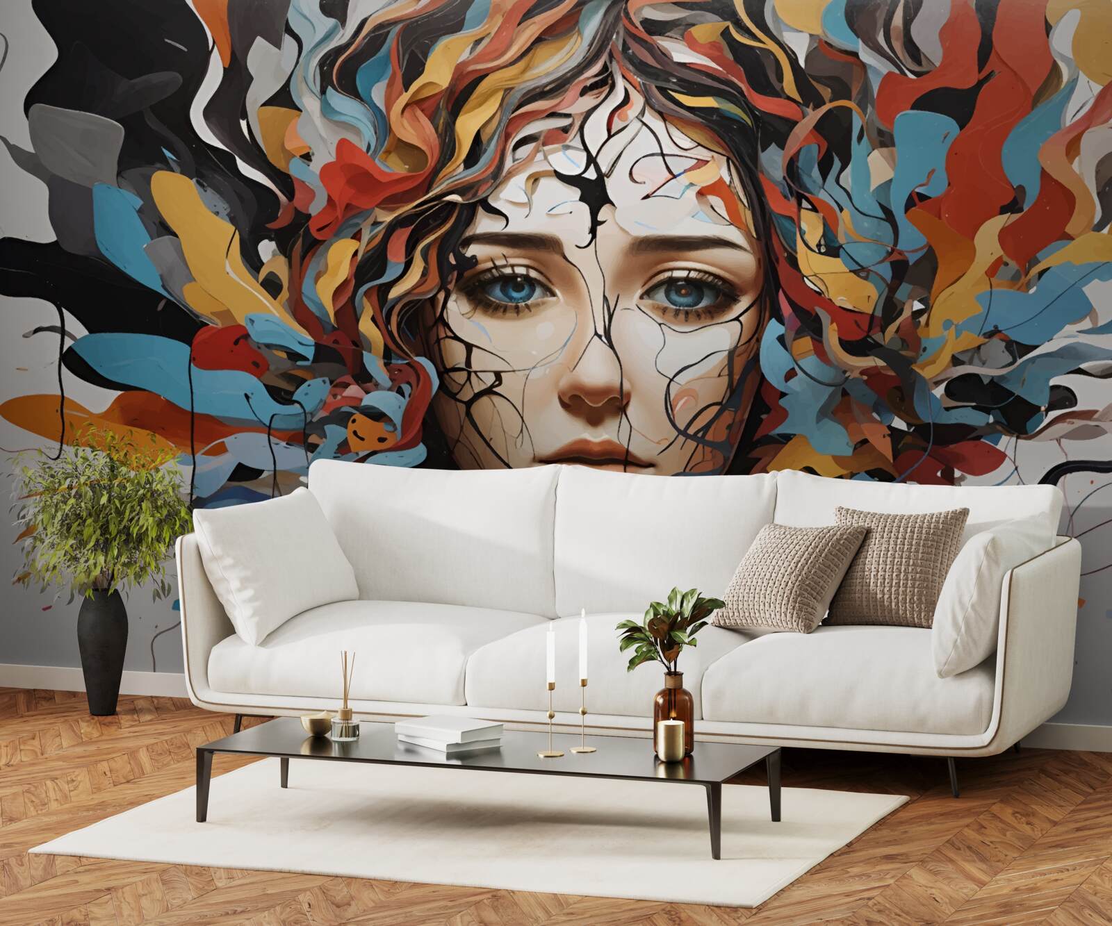 Fototapeta abstrakcja z obszernymi włosami dziewczyny