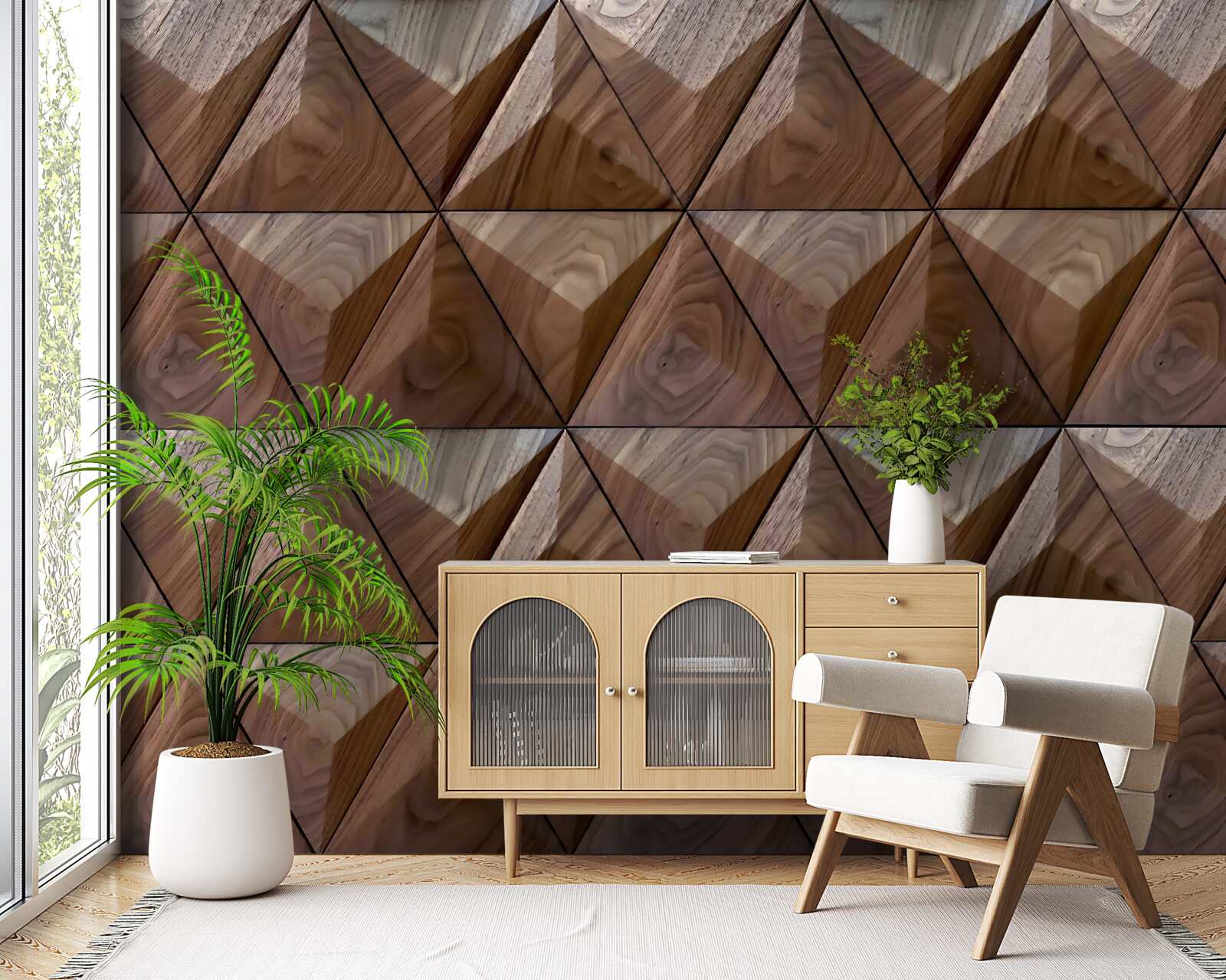 Fototapeta trójkątne kształty z fakturą drewna