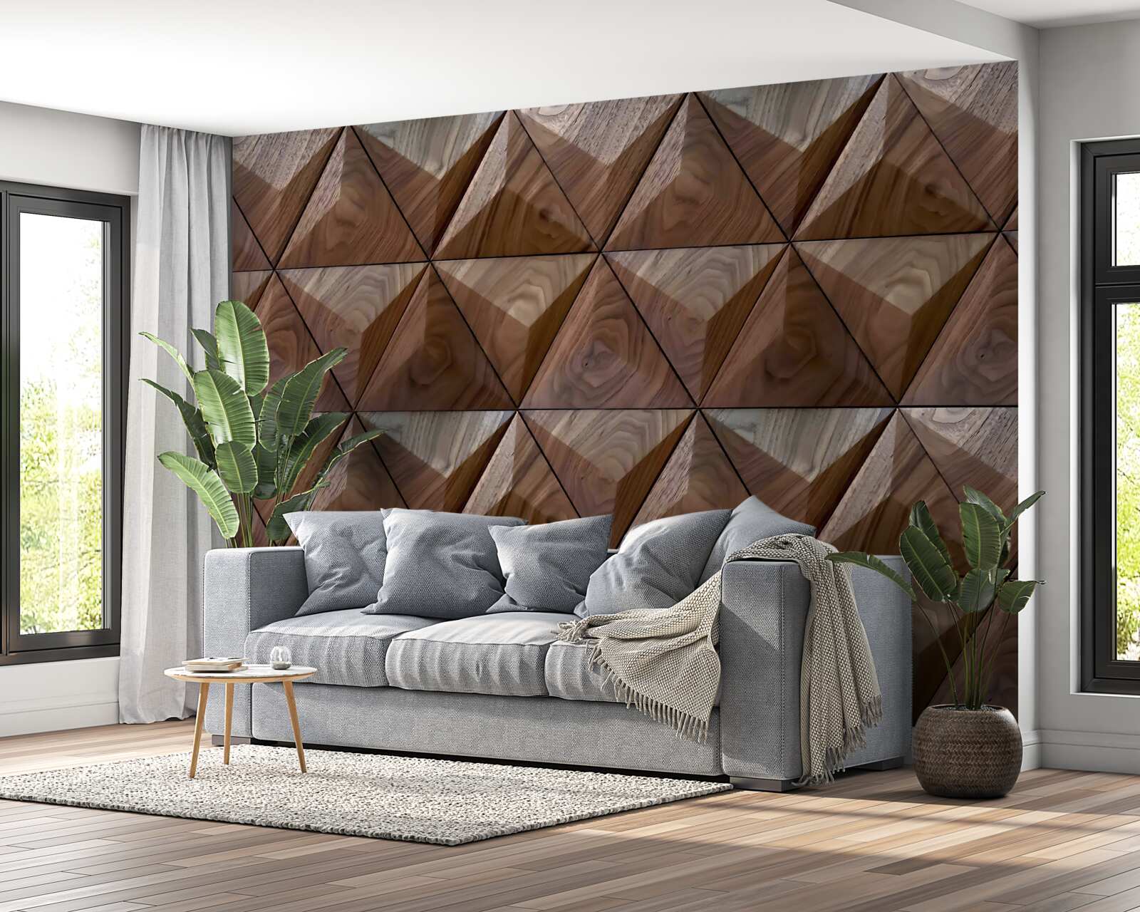 Fototapeta trójkątne kształty z fakturą drewna