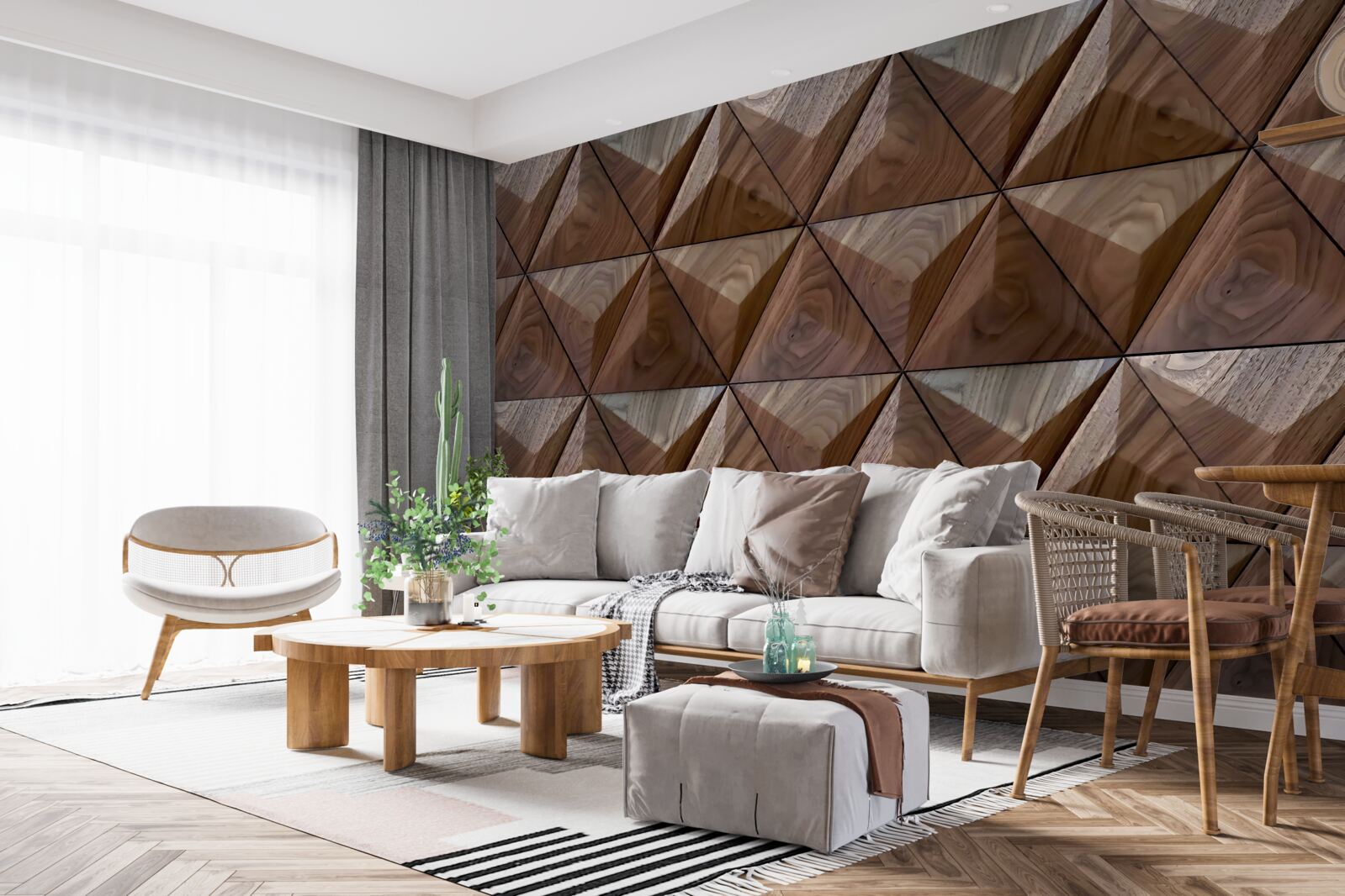 Fototapeta trójkątne kształty z fakturą drewna