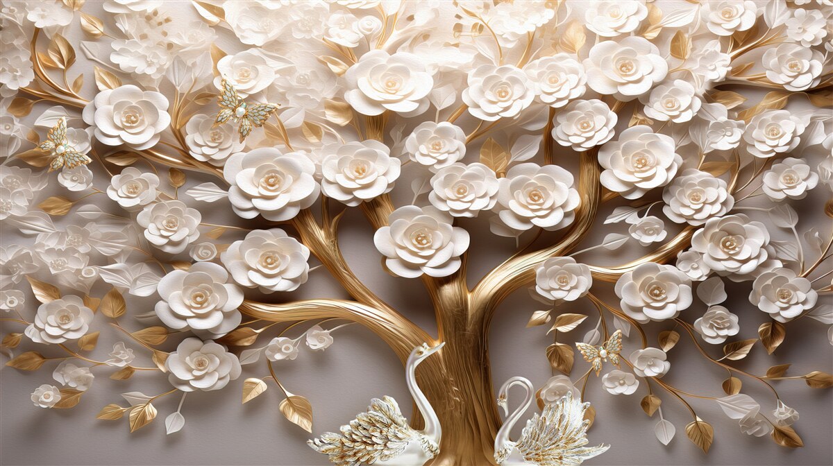 Fototapeta drzewo o gęstych i obfitych kwiatach