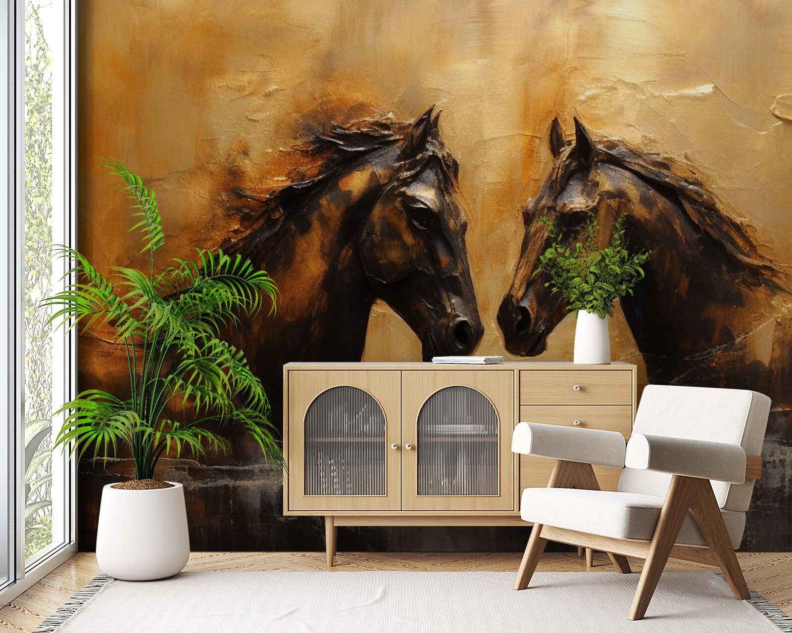 Fototapeta dwa konie w wodzie