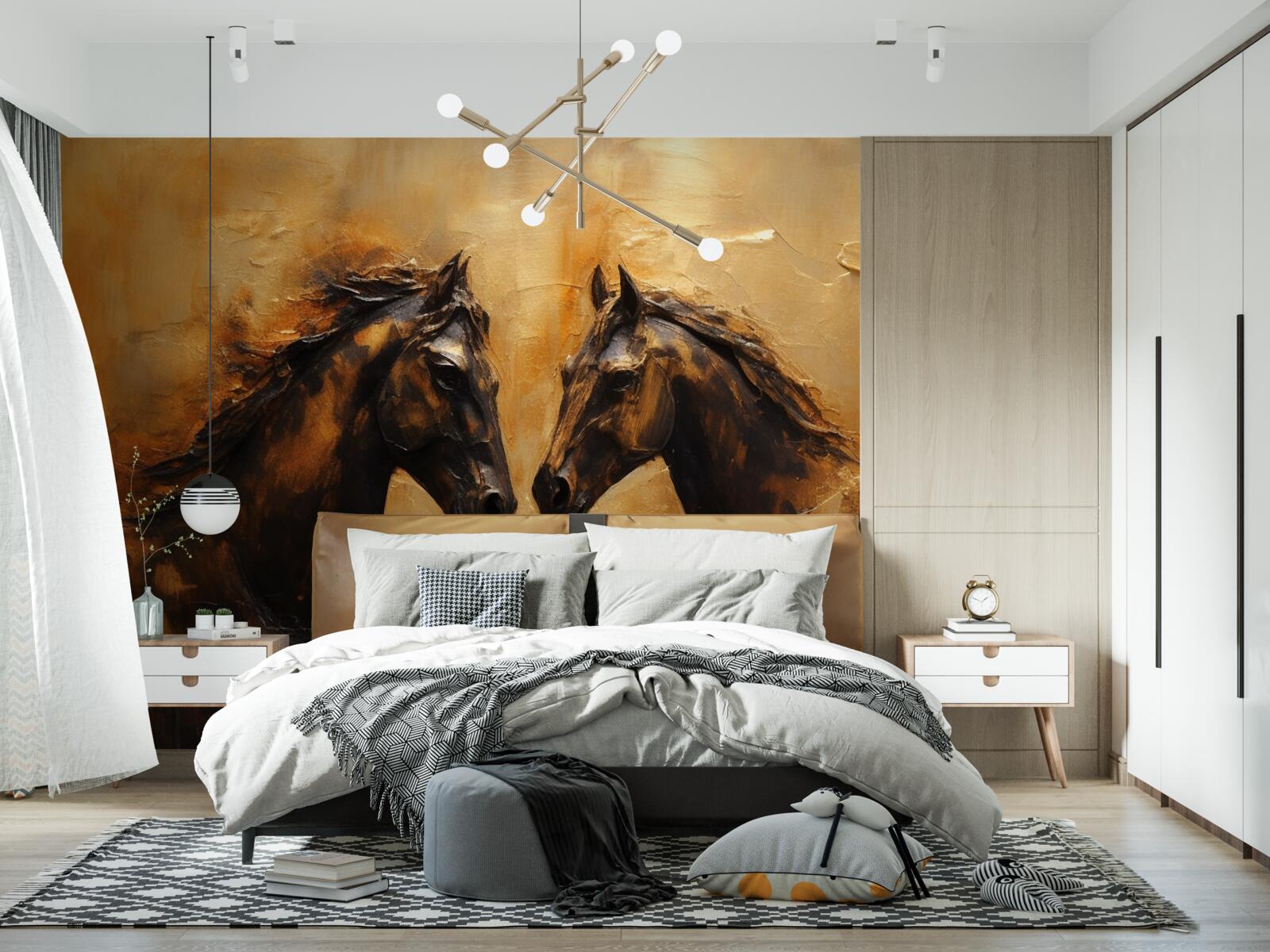 Fototapeta dwa konie w wodzie